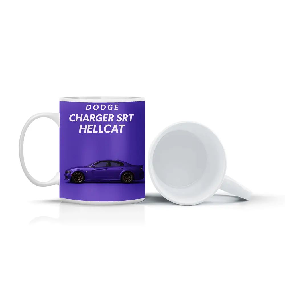 Dodge Charger SRT Hellcat Purple Background – Mugs