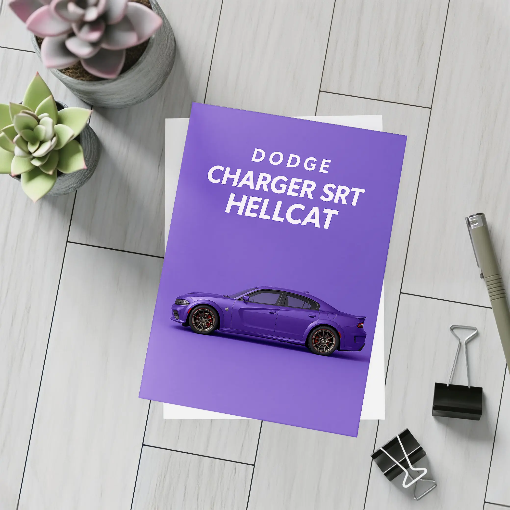 Dodge Charger SRT Hellcat Purple Background – Postcards