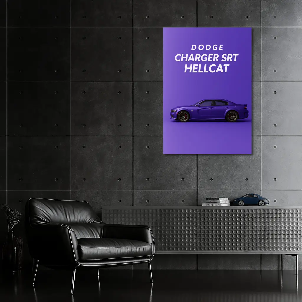 Dodge Charger SRT Hellcat Purple Background – Wall Art