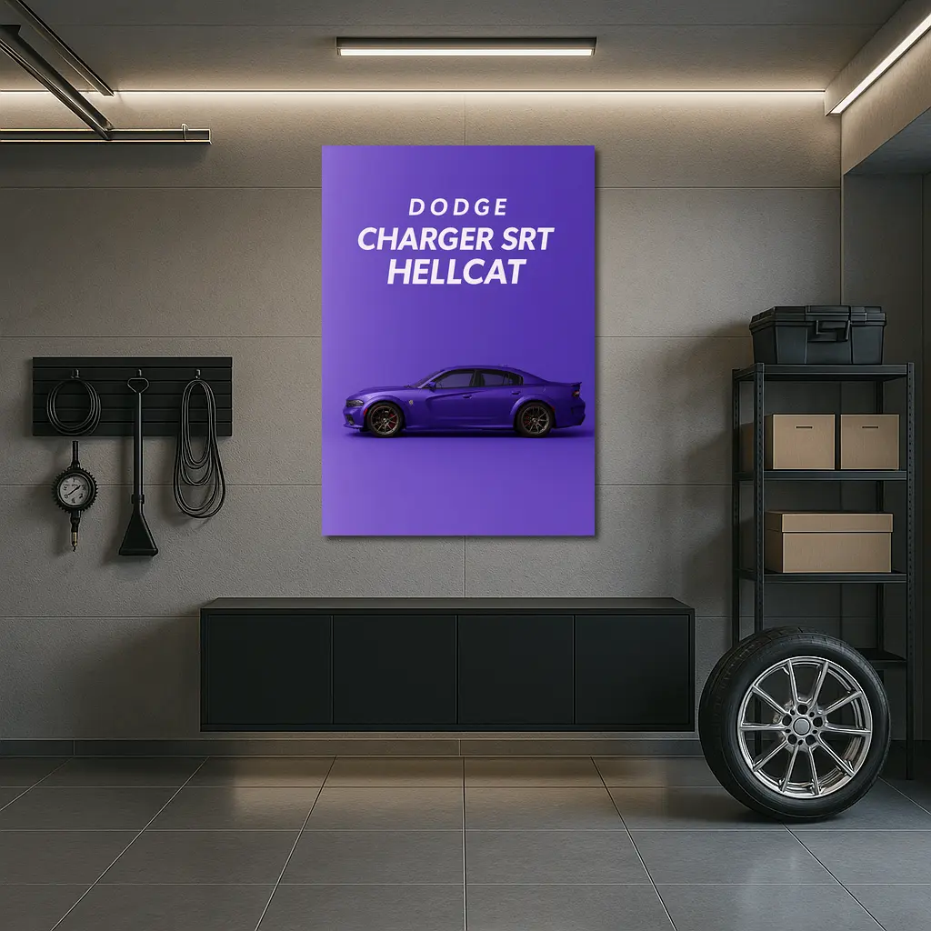 Dodge Charger SRT Hellcat Purple Background – Wall Art