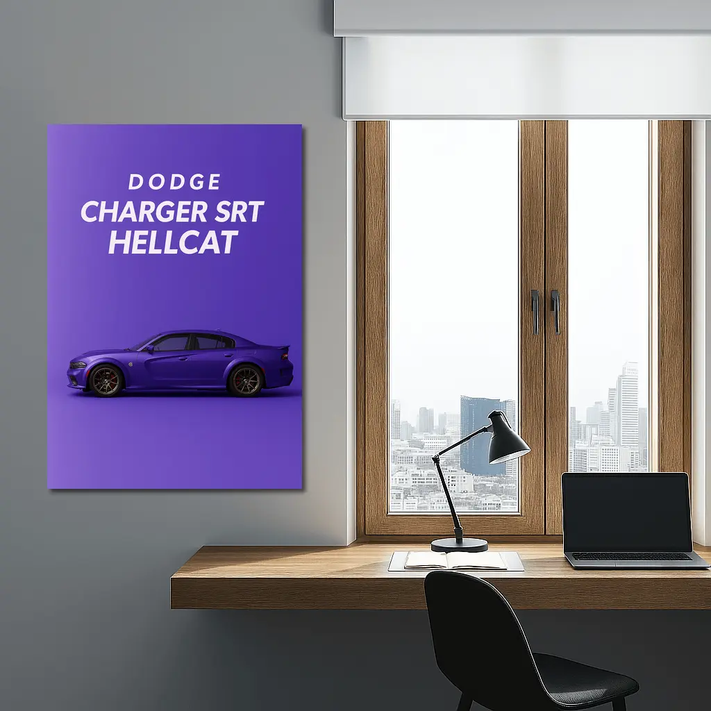 Dodge Charger SRT Hellcat Purple Background – Wall Art