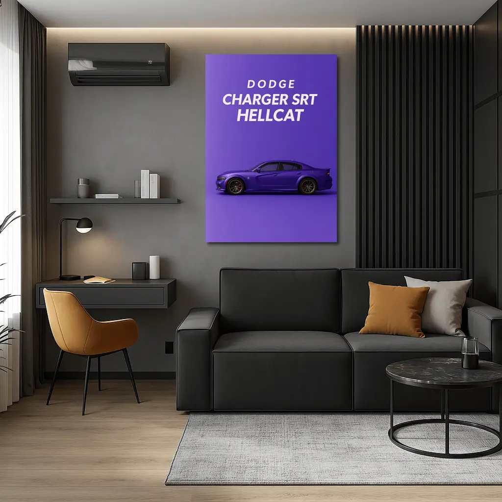 Dodge Charger SRT Hellcat Purple Background – Wall Art