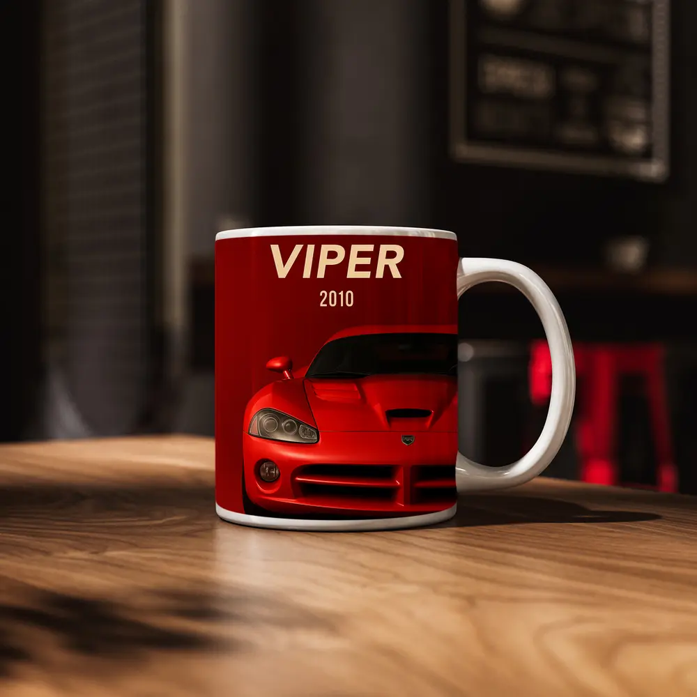 Dodge Viper Red Sports Car Front View – Mugs