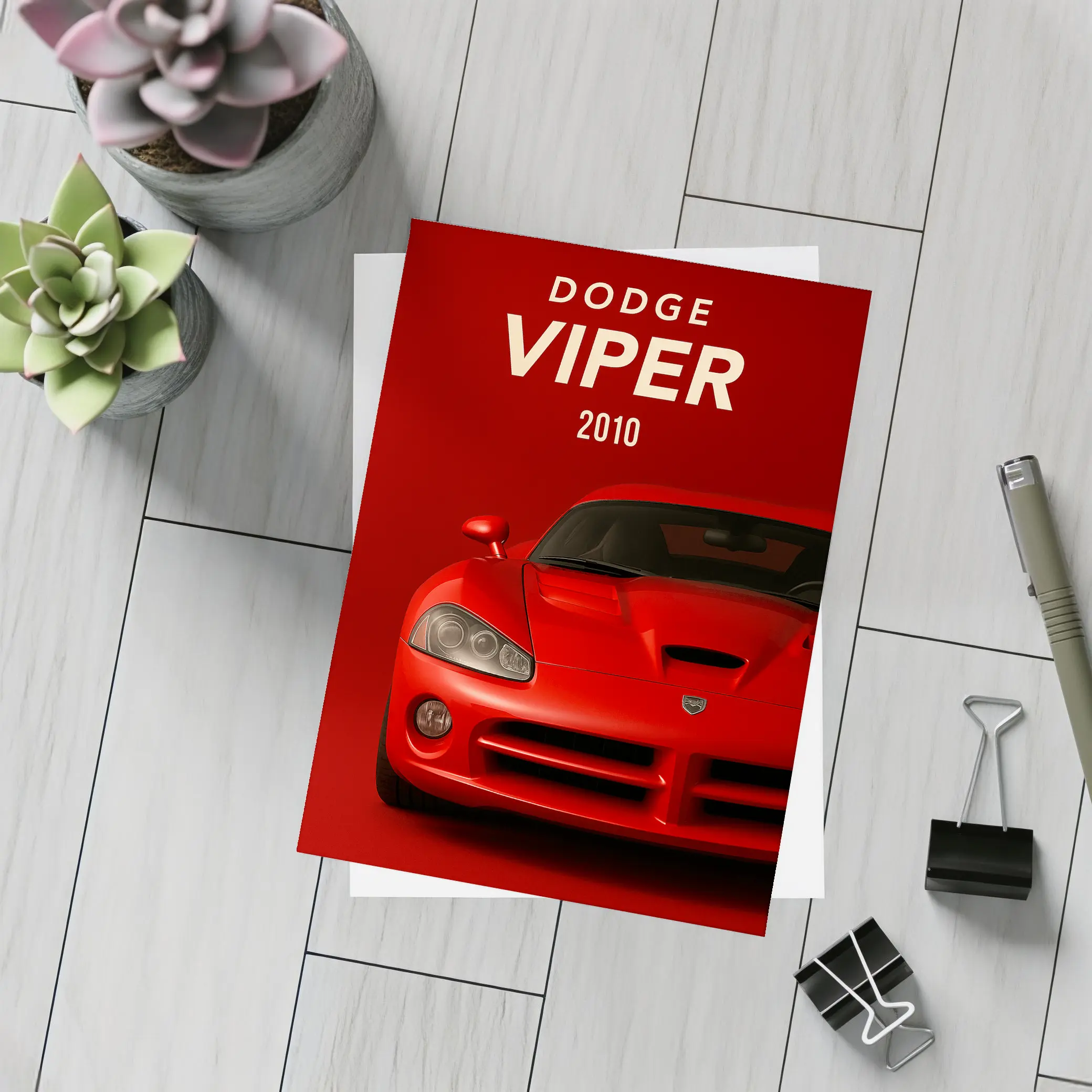 Dodge Viper Red Sports Car Front View – Postcards