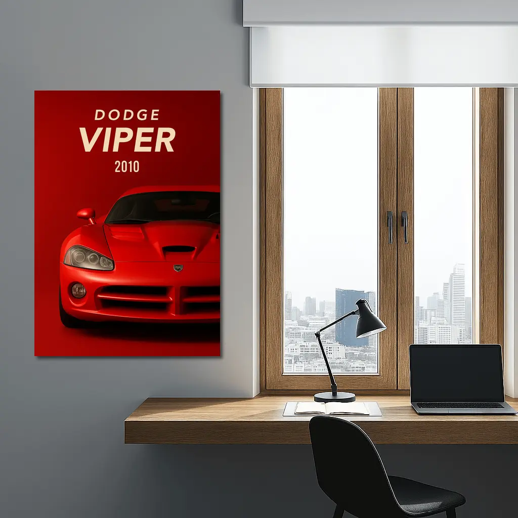 Dodge Viper Red Sports Car Front View – Wall Art