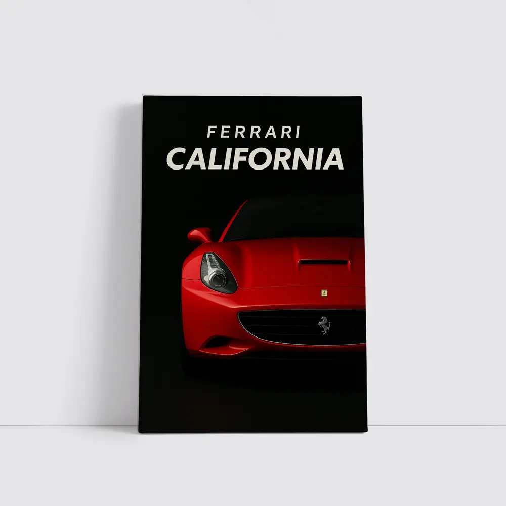 Ferrari California Red Car Dark Background – Wall Art