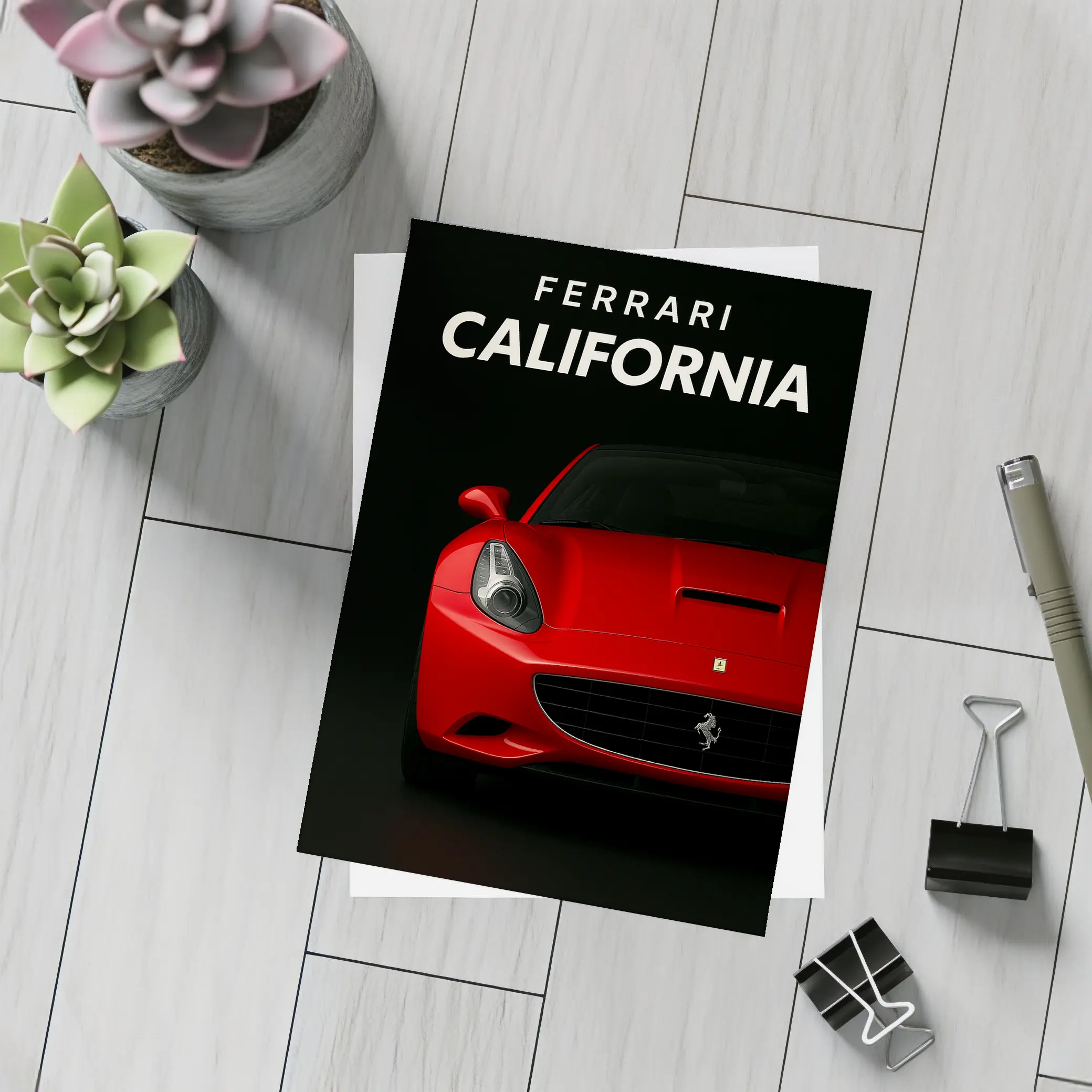 Ferrari California Red Car Dark Background – Postcards