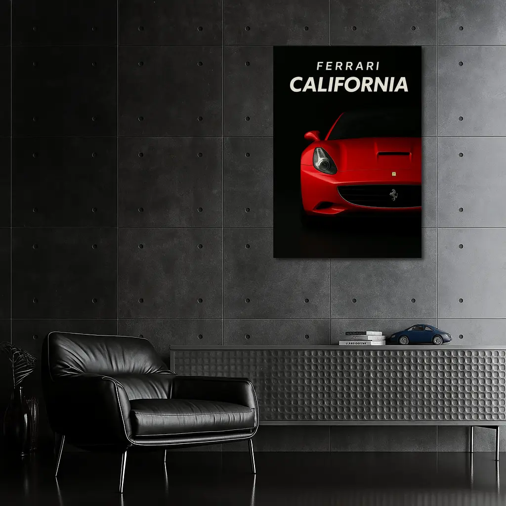 Ferrari California Red Car Dark Background – Wall Art