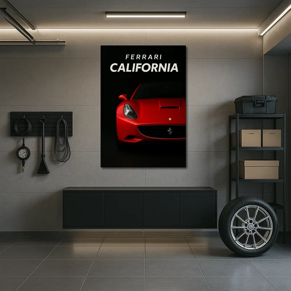Ferrari California Red Car Dark Background – Wall Art