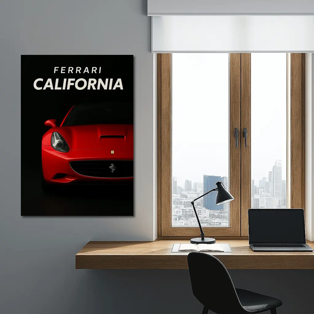 Ferrari California Red Car Dark Background – Wall Art