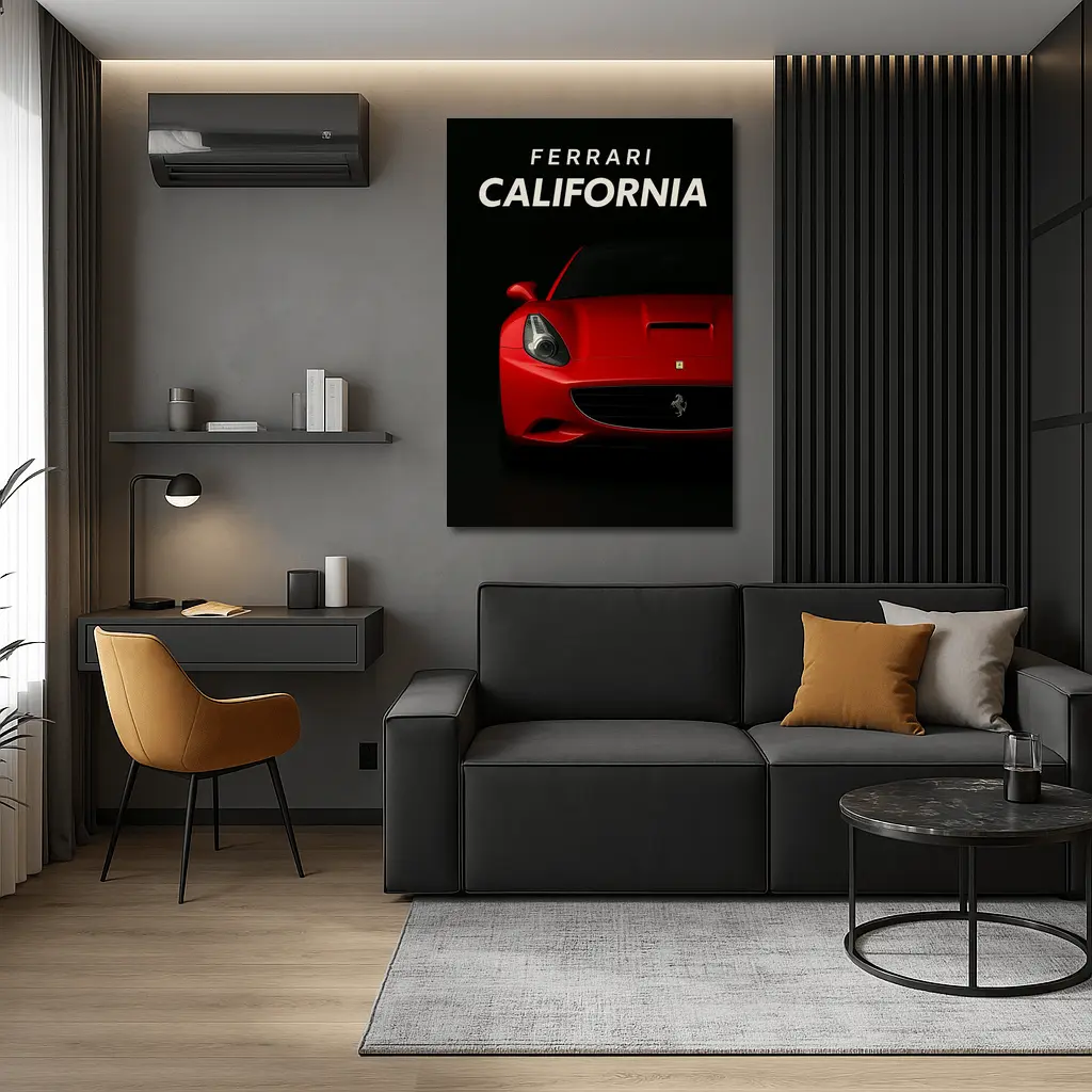Ferrari California Red Car Dark Background – Wall Art