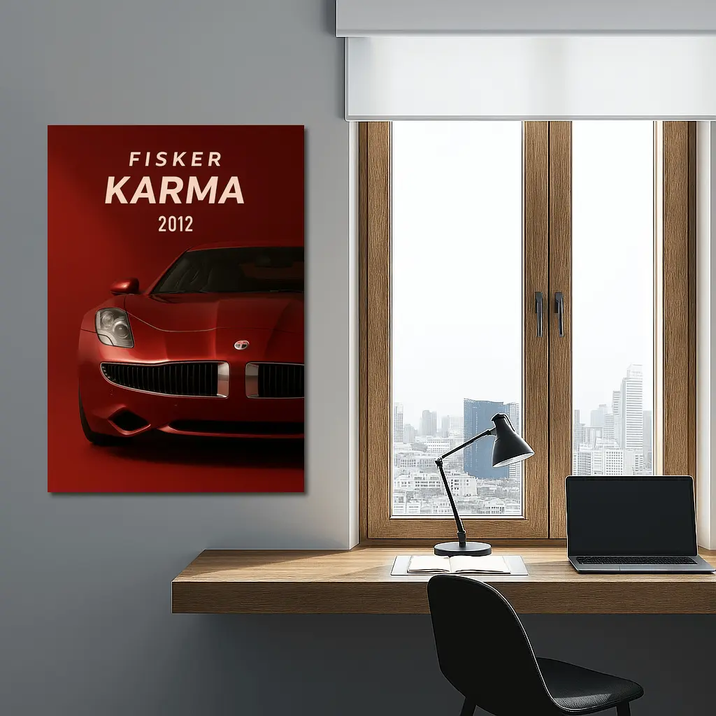 Fisker Karma 2012 Red Dark Background – Wall Art