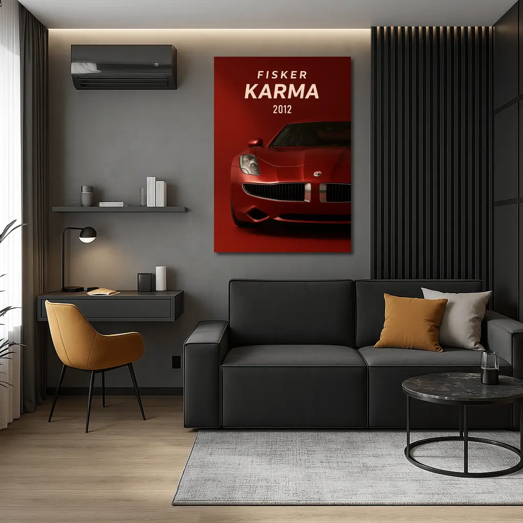 Fisker Karma 2012 Red Dark Background – Wall Art