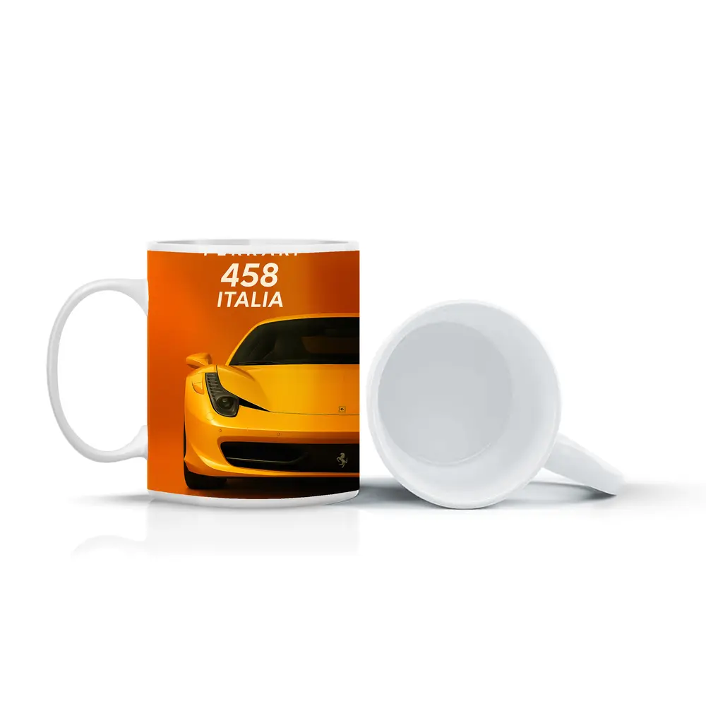 Ferrari 458 Italia Yellow Orange Background – Mugs