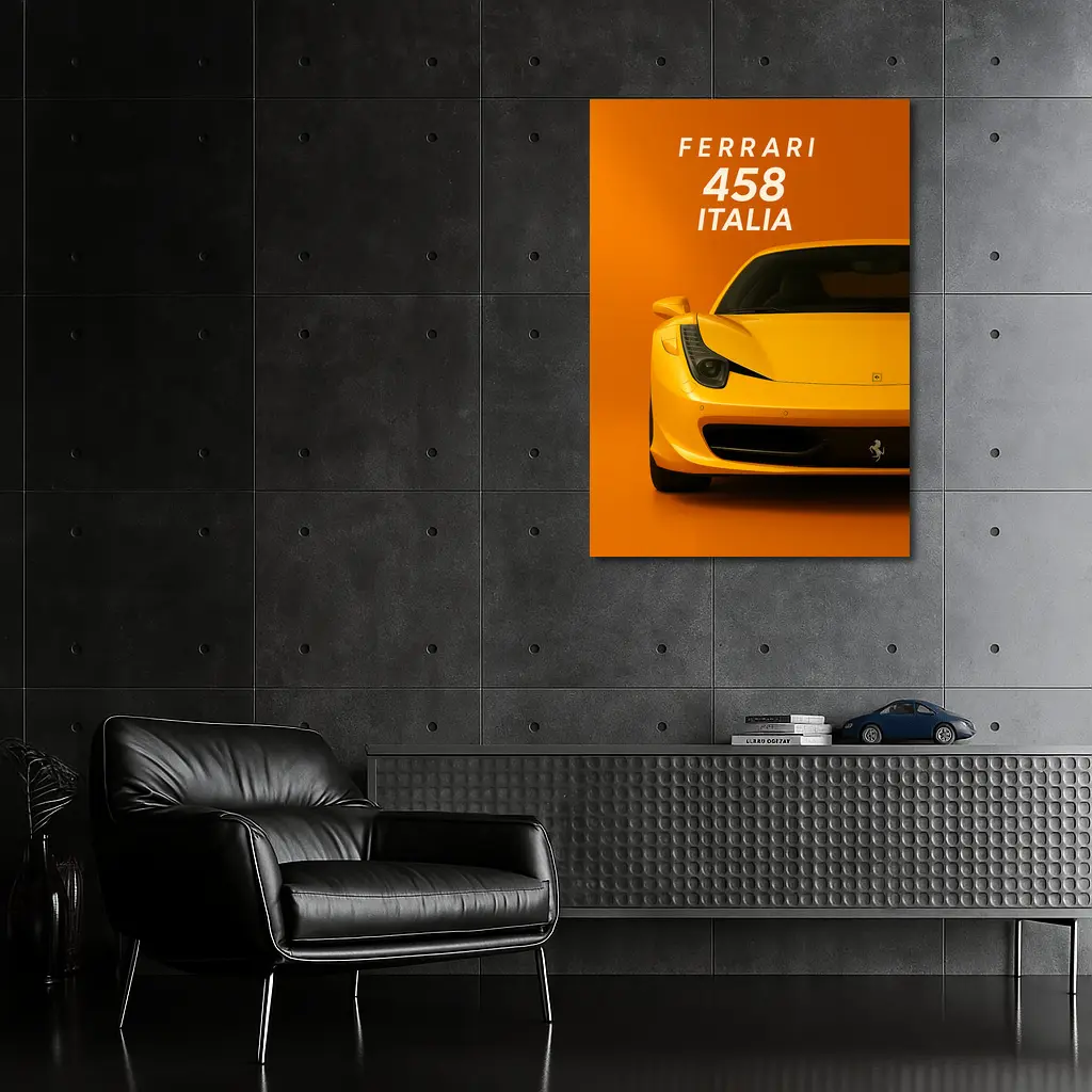 Ferrari 458 Italia Yellow Orange Background – Wall Art