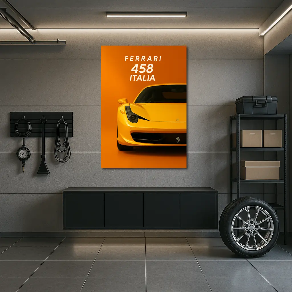 Ferrari 458 Italia Yellow Orange Background – Wall Art