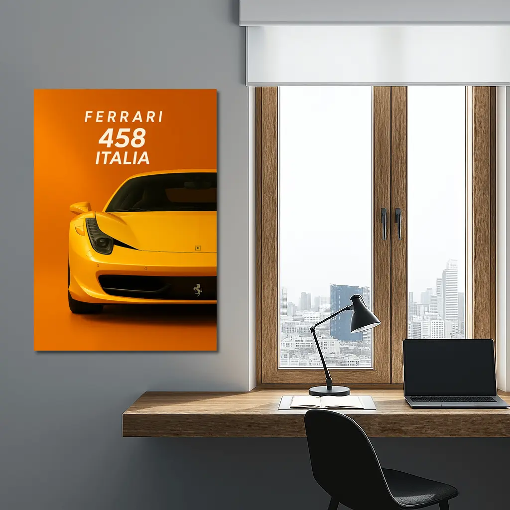 Ferrari 458 Italia Yellow Orange Background – Wall Art