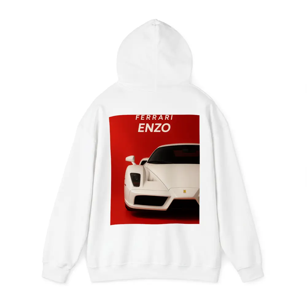 Ferrari Enzo White Car Red Background – Hoodies