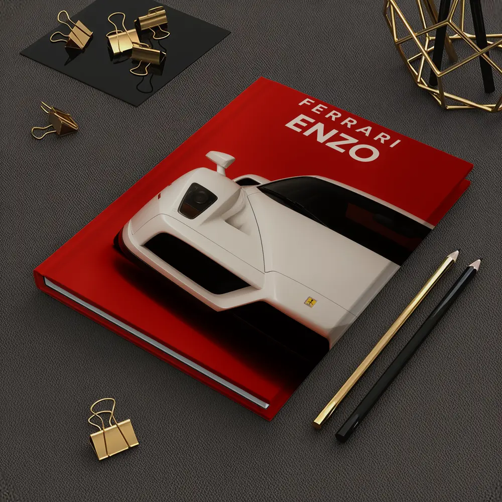 Ferrari Enzo White Car Red Background – Notebooks