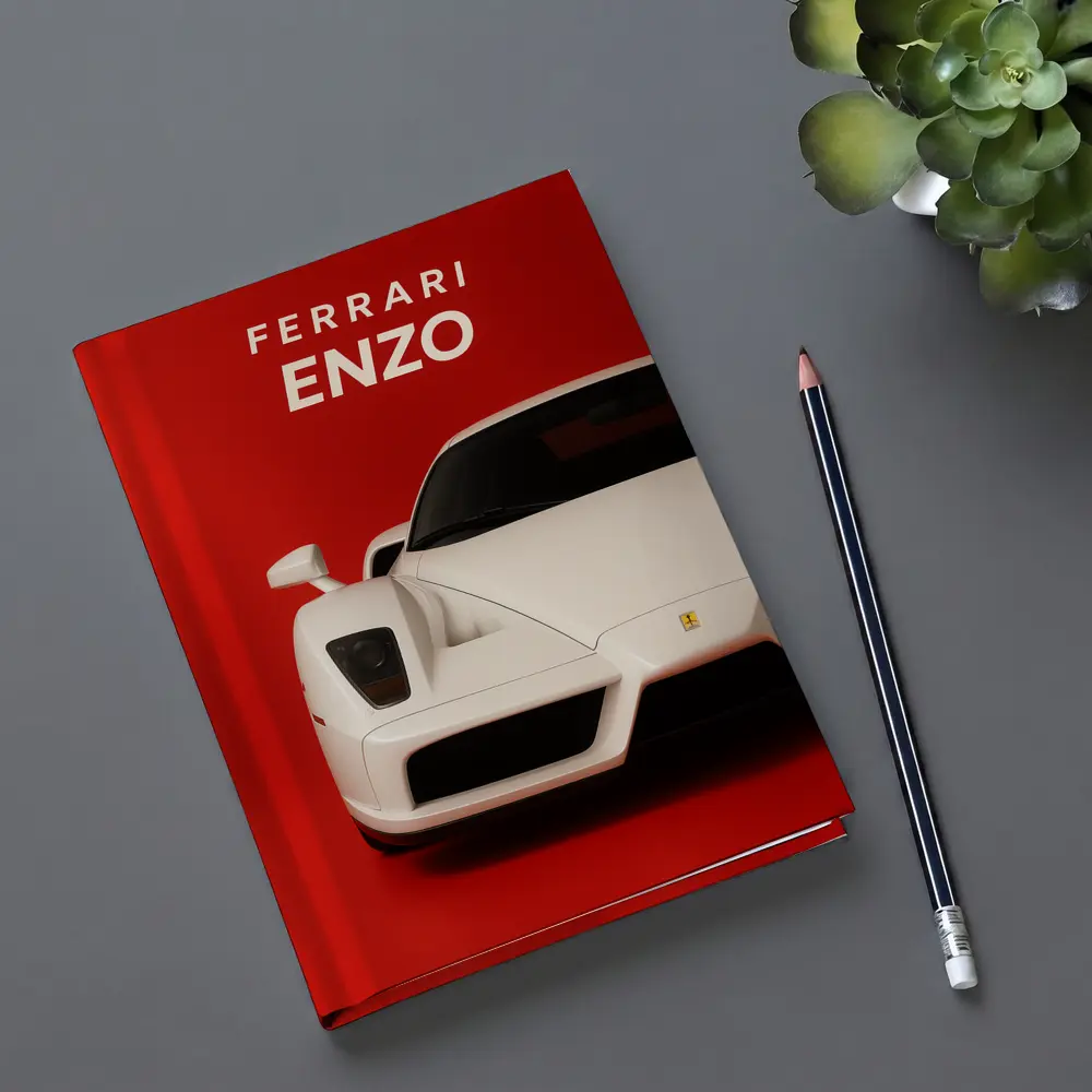 Ferrari Enzo White Car Red Background – Notebooks
