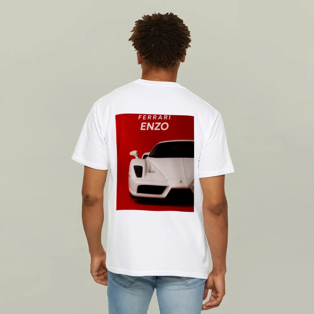 Ferrari Enzo White Car Red Background – T-Shirts