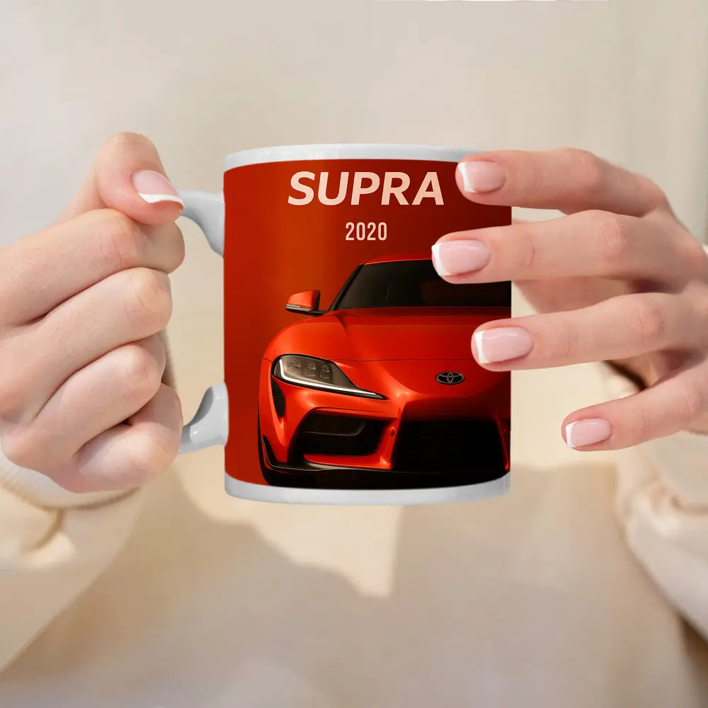 Toyota Supra 2020 Red Orange Background – Mugs