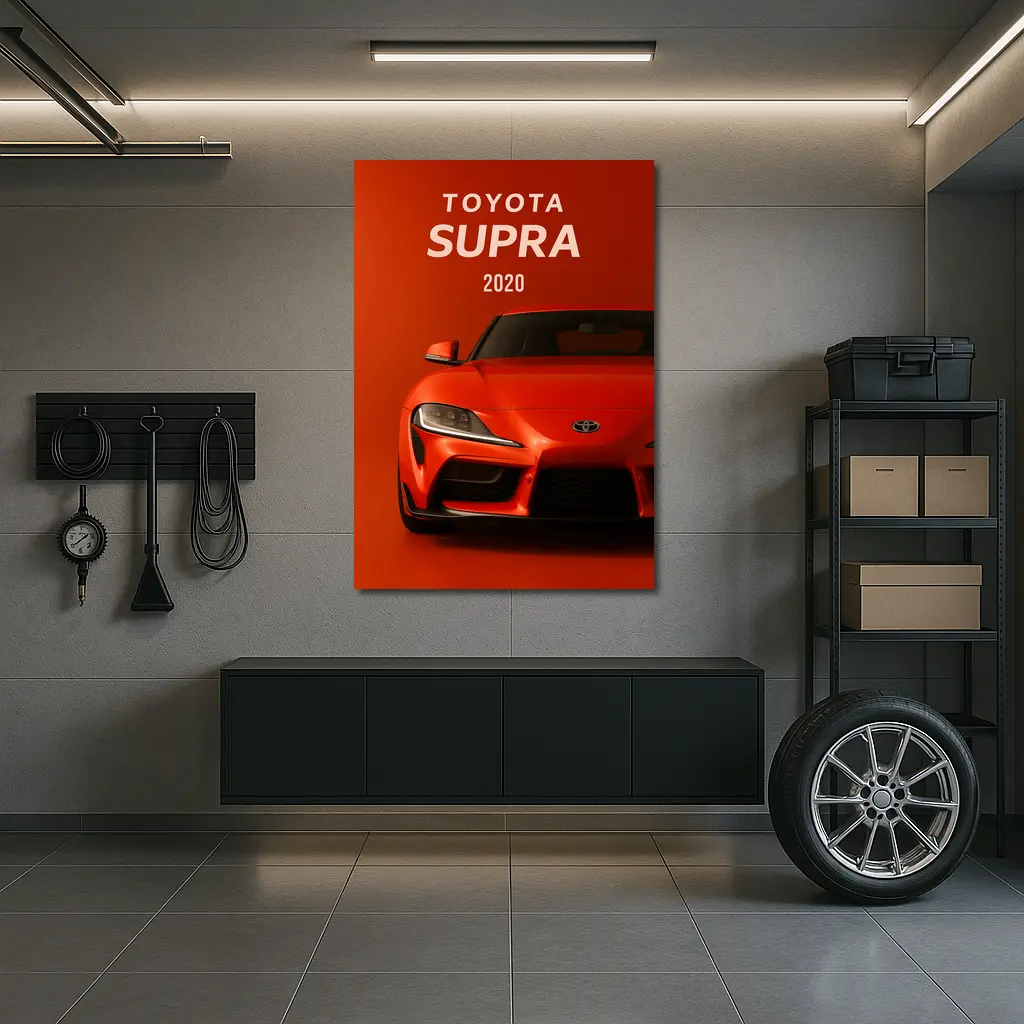 Toyota Supra 2020 Red Orange Background – Wall Art