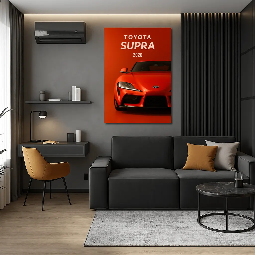 Toyota Supra 2020 Red Orange Background – Wall Art
