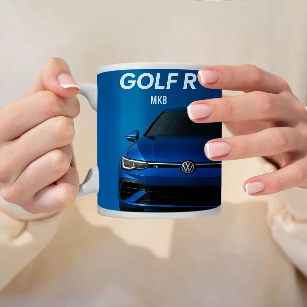 Volkswagen Golf R MK8 Blue Front View – Mugs