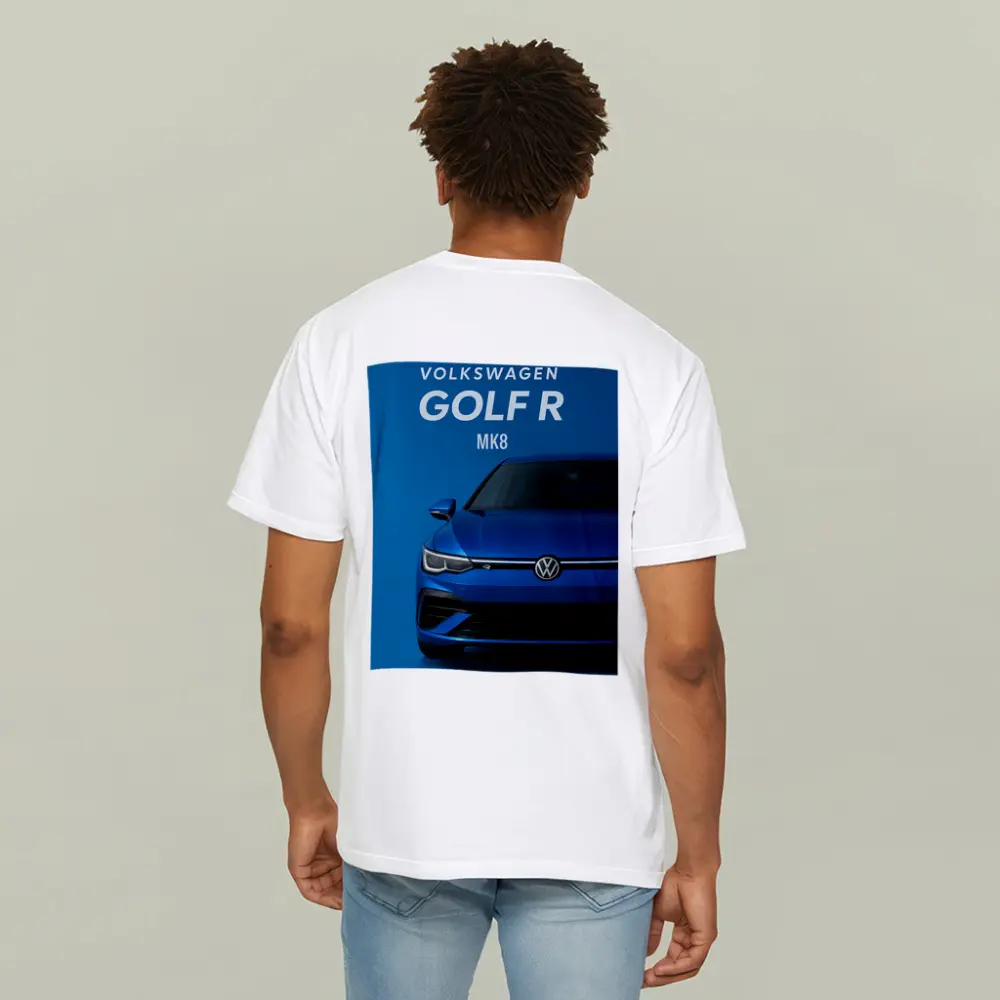Volkswagen Golf R MK8 Blue Front View – T-Shirts