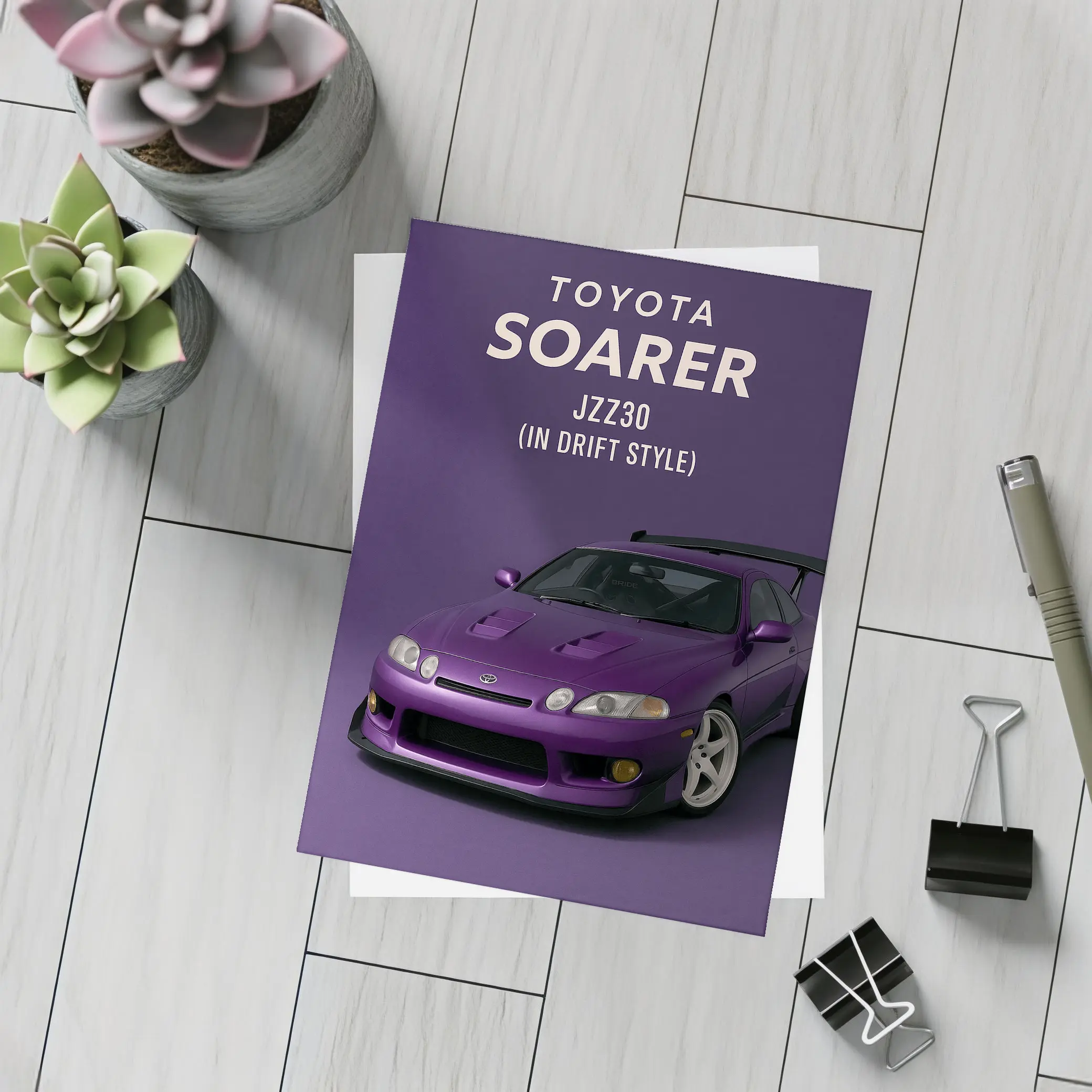 Toyota Soarer JZZ30 Purple Drift Style Art – Postcards