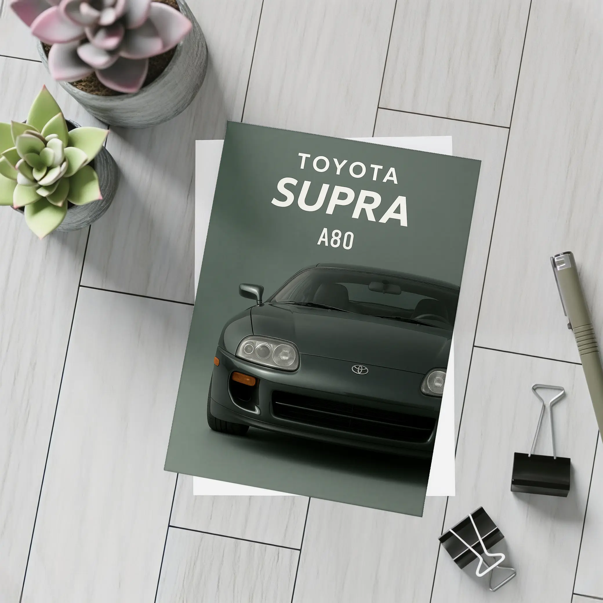 Toyota Supra A80 Dark Green Studio Art – Postcards