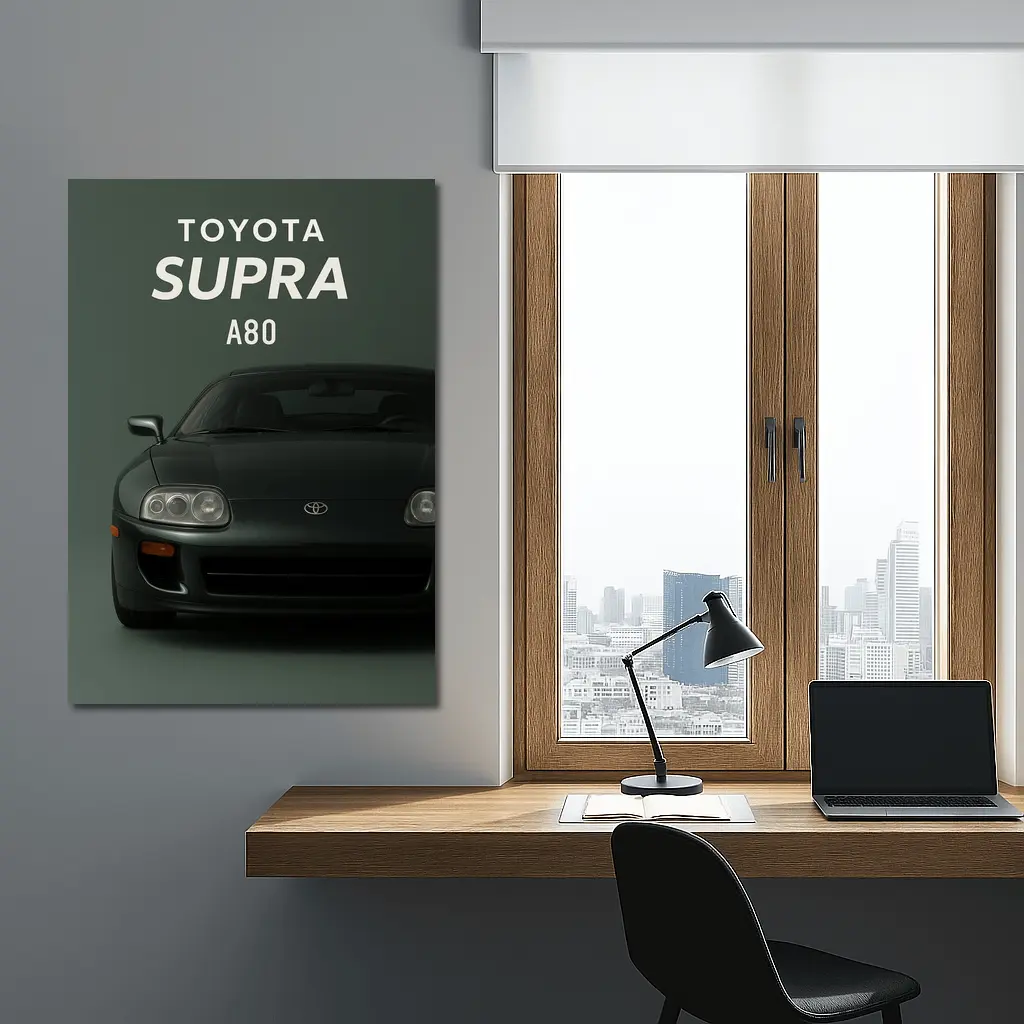 Toyota Supra A80 Dark Green Studio Art – Wall Art