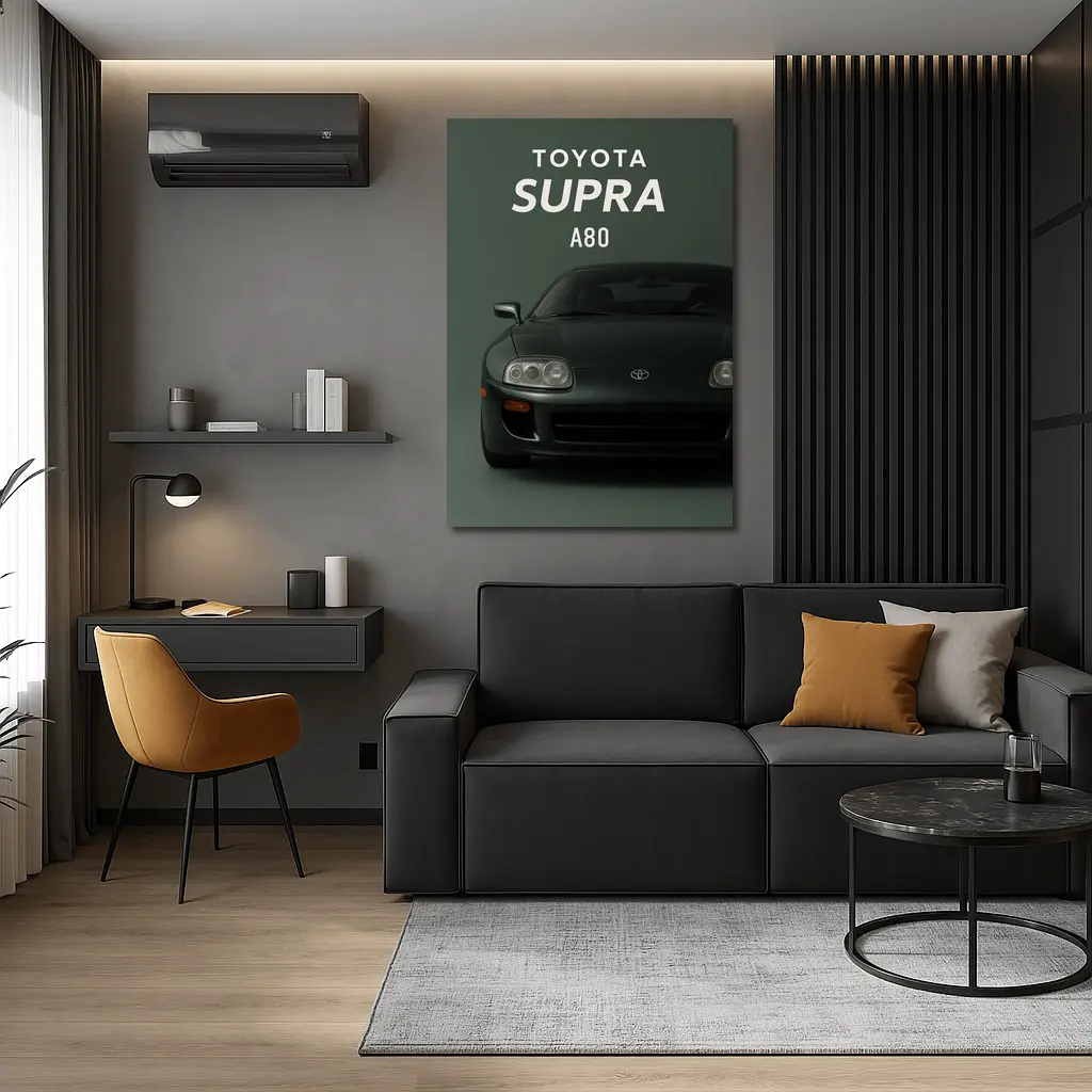 Toyota Supra A80 Dark Green Studio Art – Wall Art