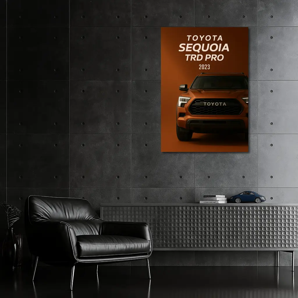 Toyota Sequoia TRD Pro 2023 Orange Truck Front View – Wall Art