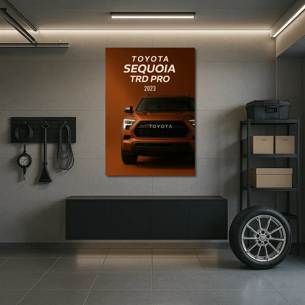 Toyota Sequoia TRD Pro 2023 Orange Truck Front View – Wall Art