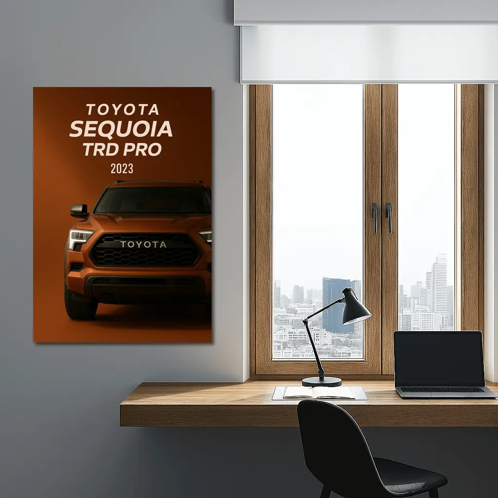 Toyota Sequoia TRD Pro 2023 Orange Truck Front View – Wall Art