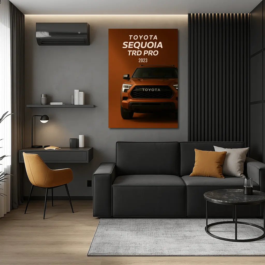 Toyota Sequoia TRD Pro 2023 Orange Truck Front View – Wall Art