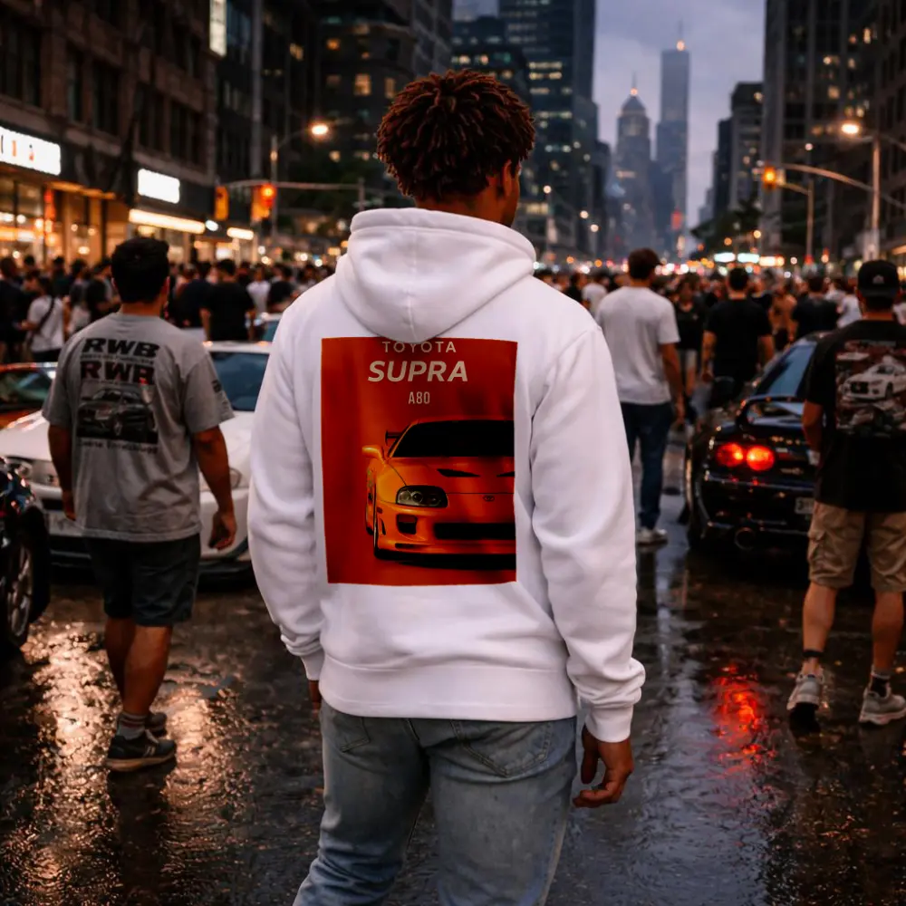 Toyota Supra A80 Orange Minimal Art – Hoodies