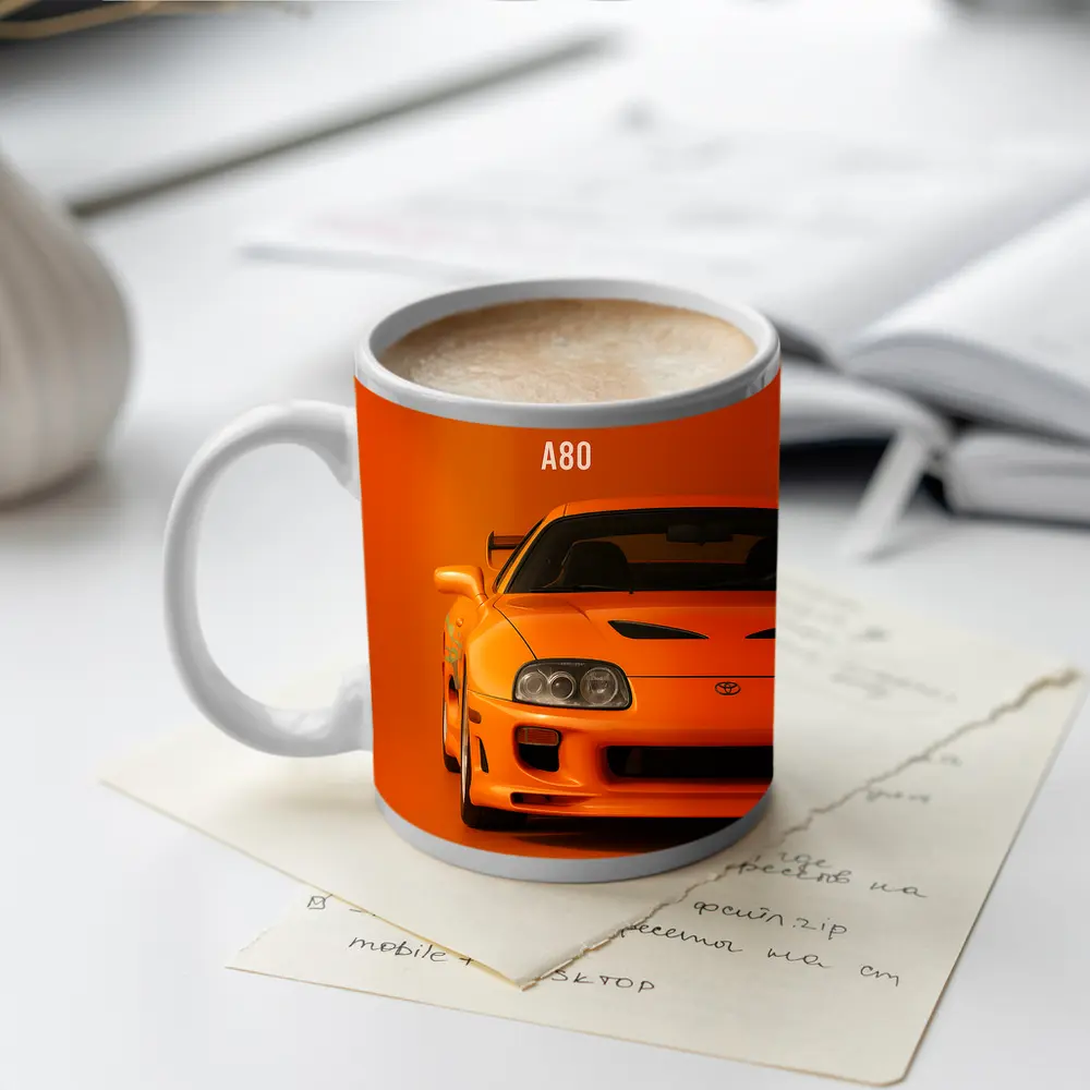 Toyota Supra A80 Orange Minimal Art – Mugs