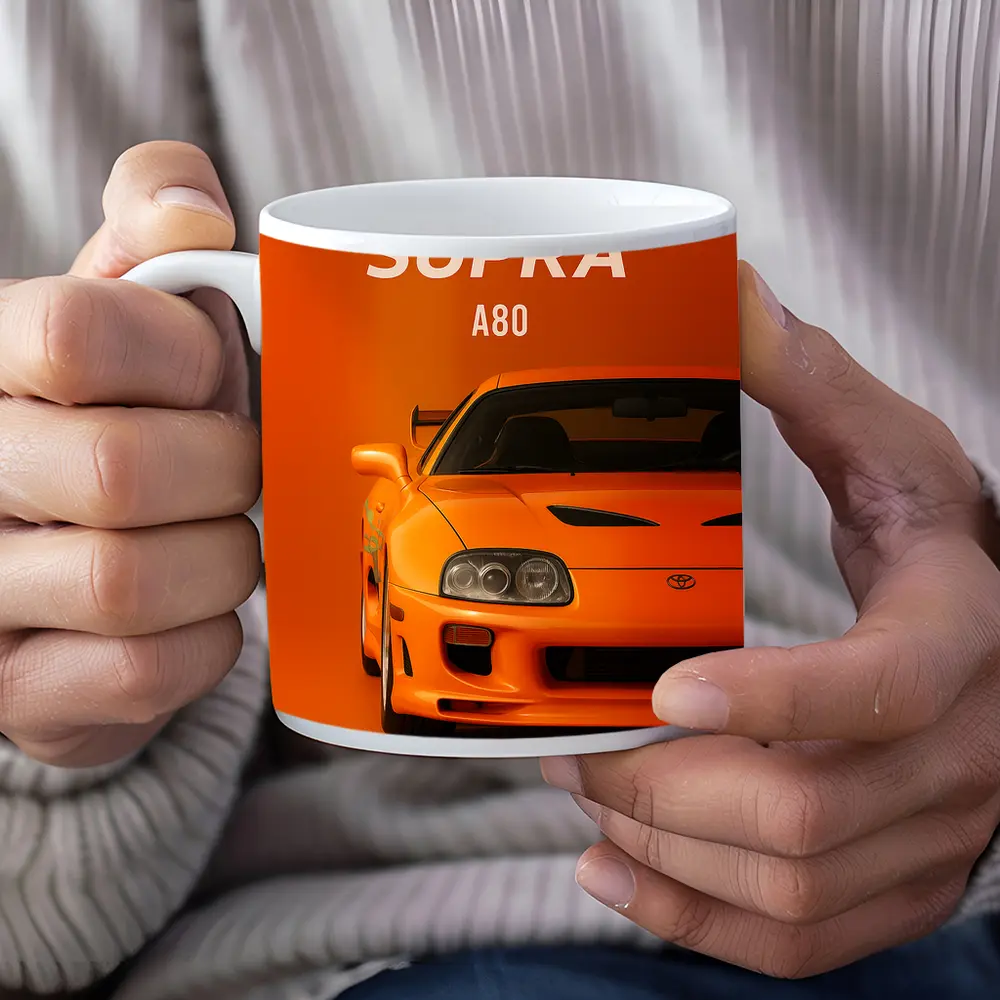 Toyota Supra A80 Orange Minimal Art – Mugs