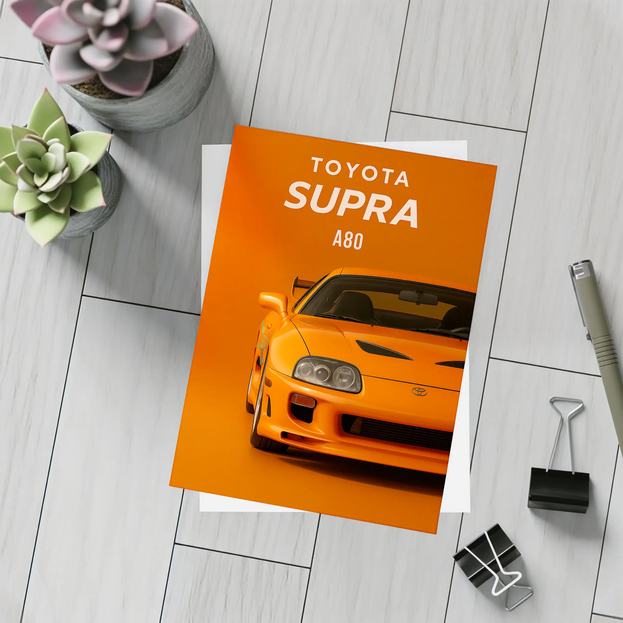 Toyota Supra A80 Orange Minimal Art – Postcards