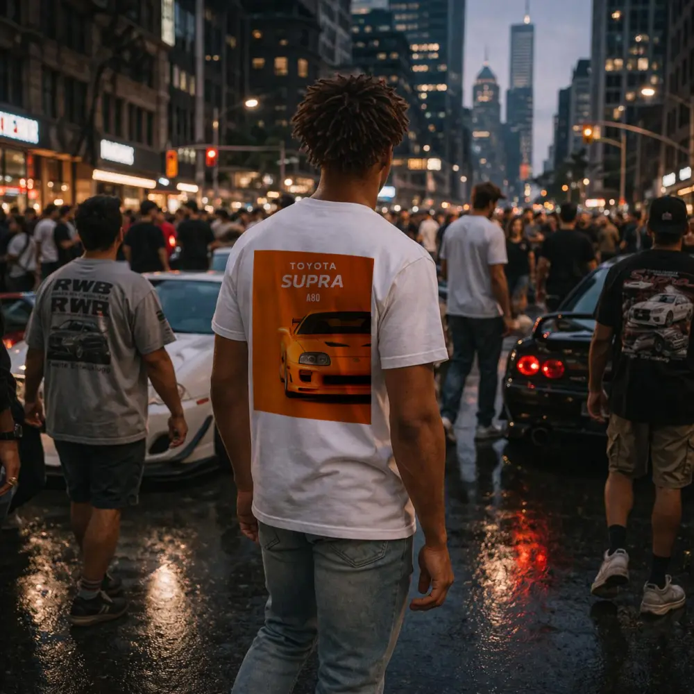 Toyota Supra A80 Orange Minimal Art – T-Shirts