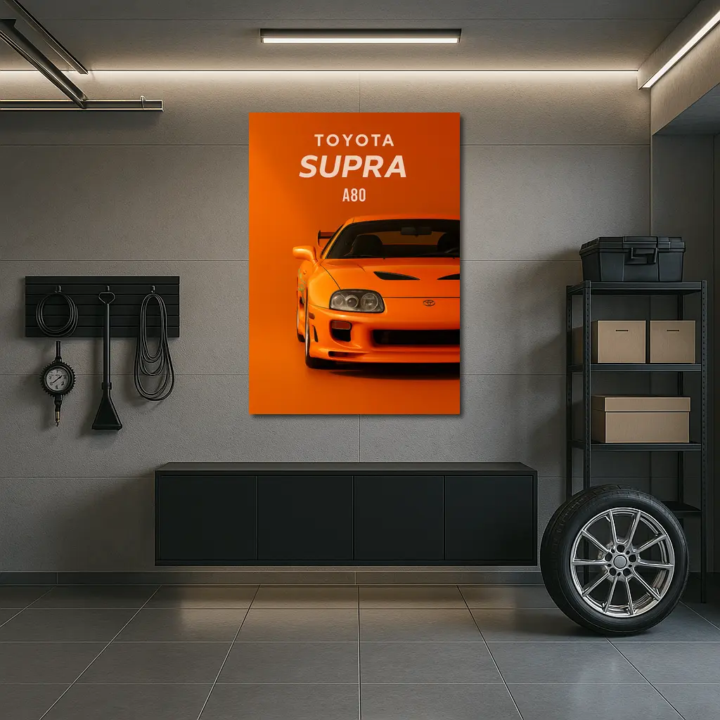 Toyota Supra A80 Orange Minimal Art – Wall Art
