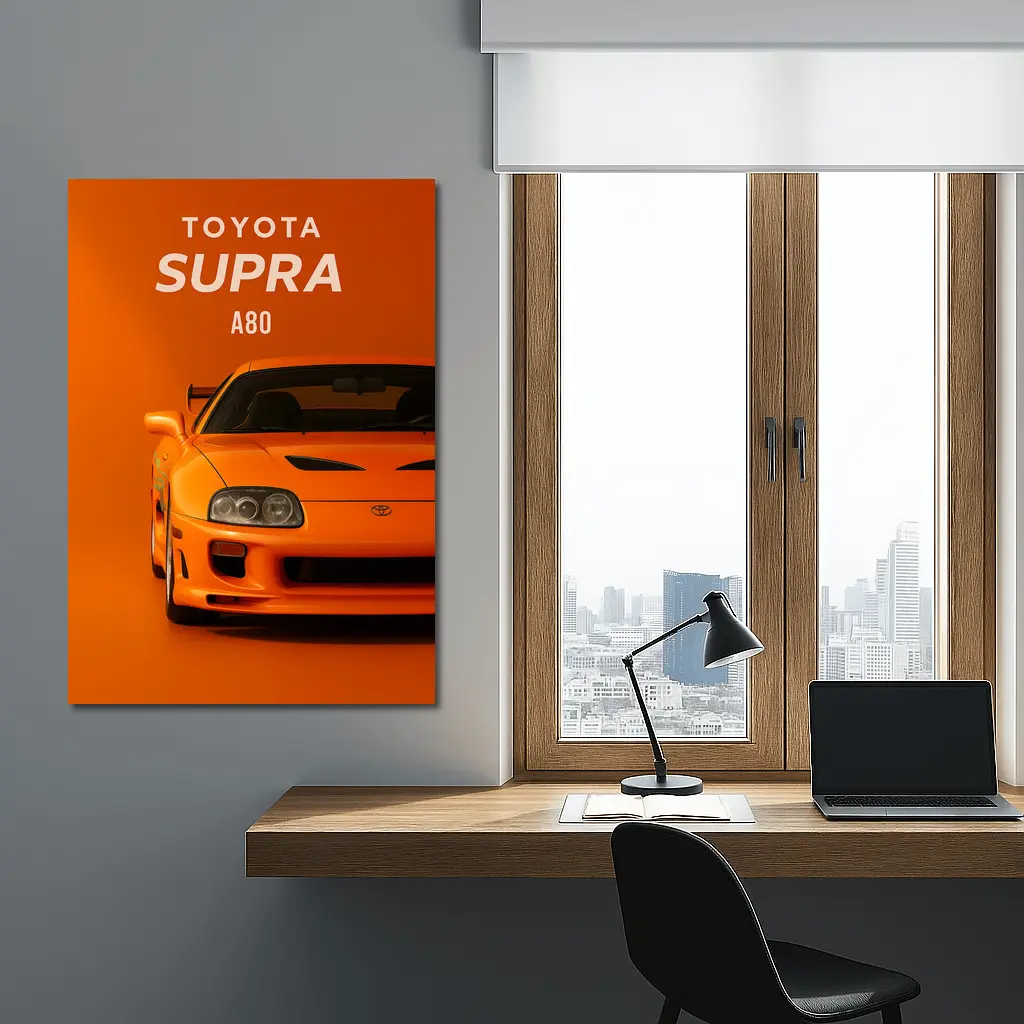 Toyota Supra A80 Orange Minimal Art – Wall Art