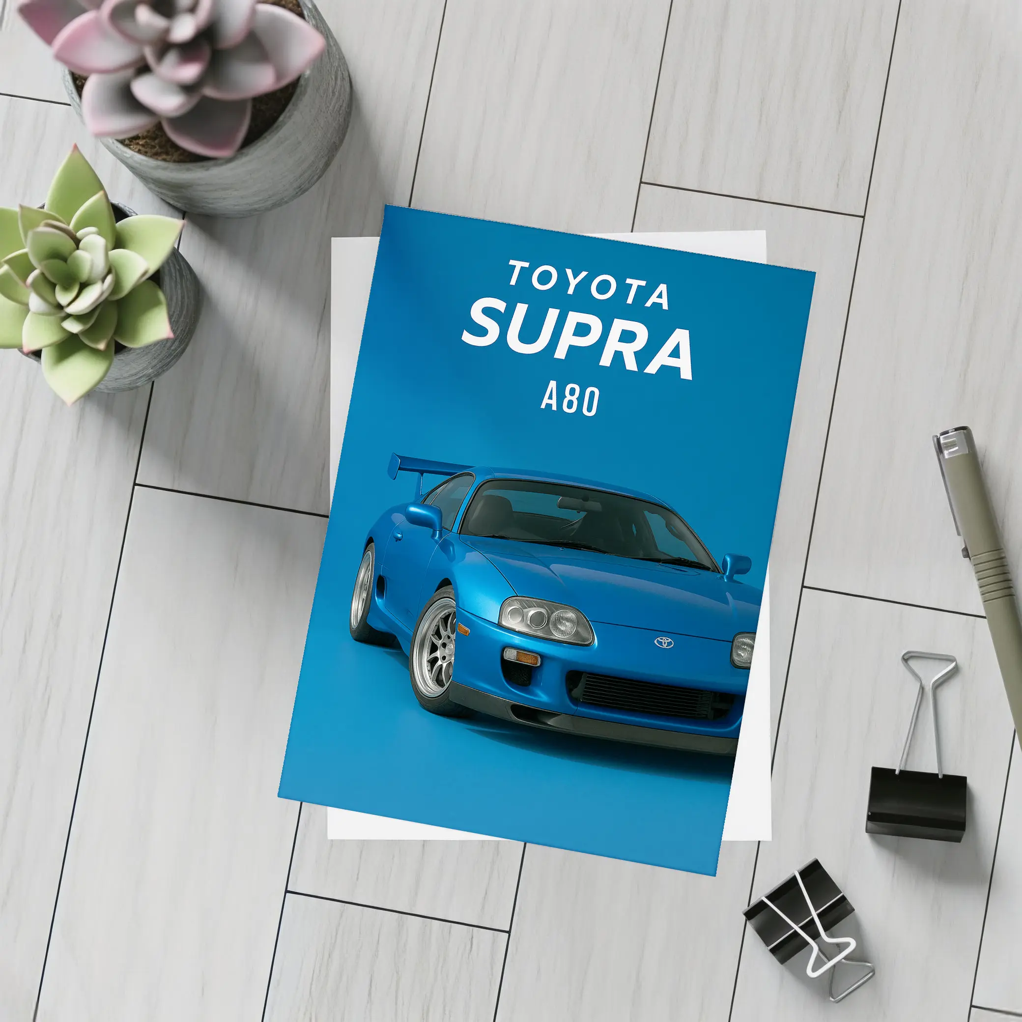 Toyota Supra A80 Blue Studio Art – Postcards