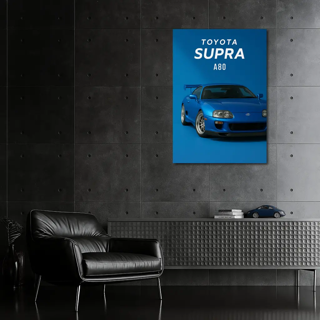 Toyota Supra A80 Blue Studio Art – Wall Art