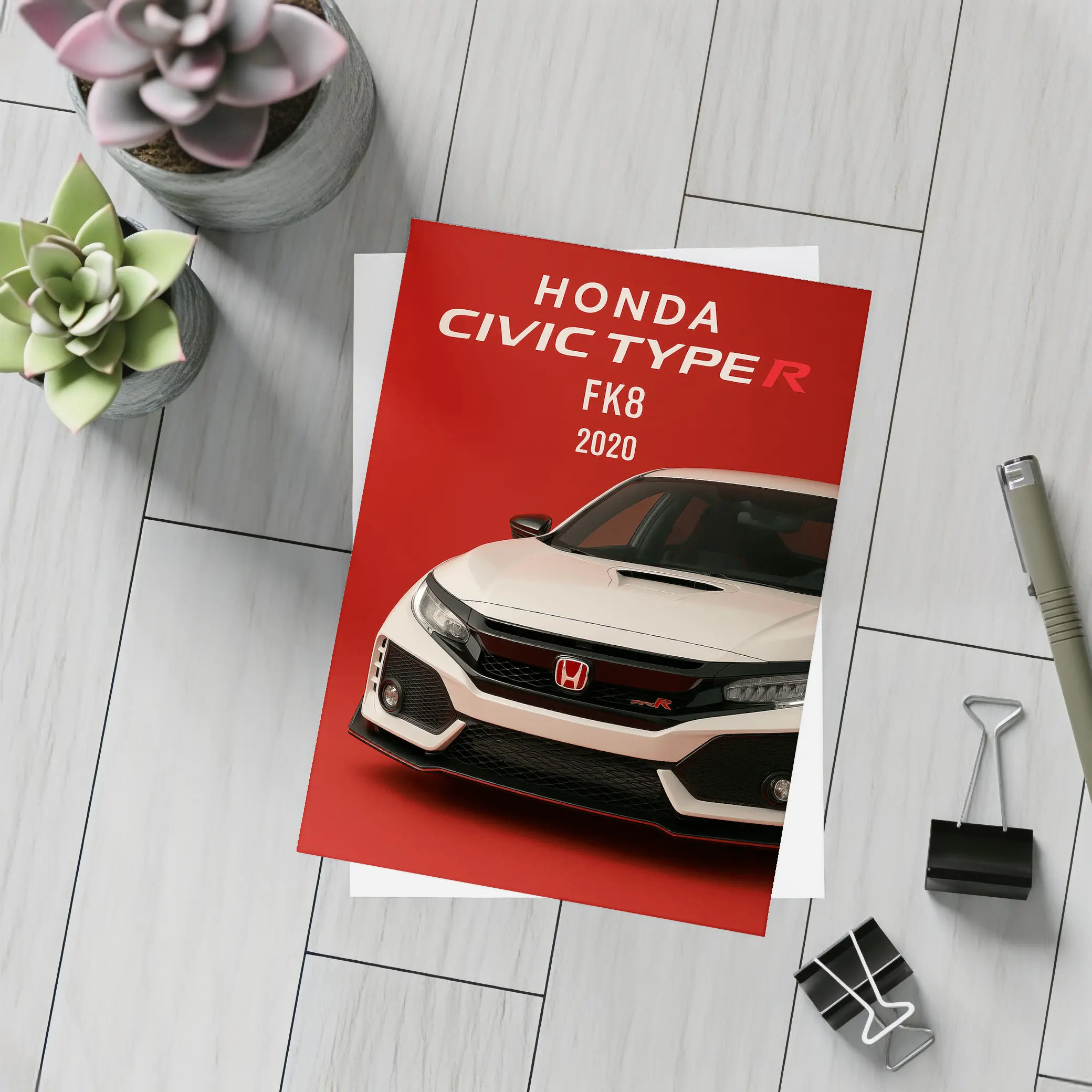Honda Civic Type R FK8 Red Background – Postcards