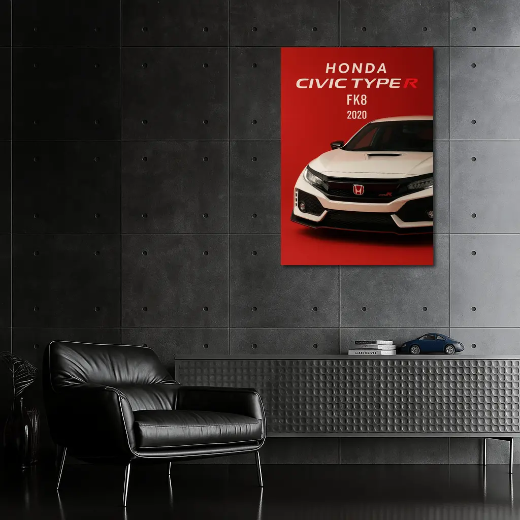 Honda Civic Type R FK8 Red Background – Wall Art
