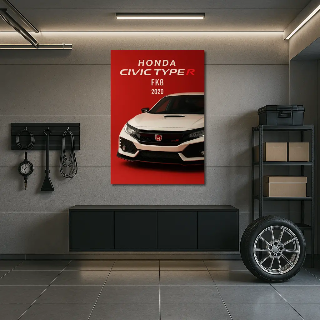 Honda Civic Type R FK8 Red Background – Wall Art